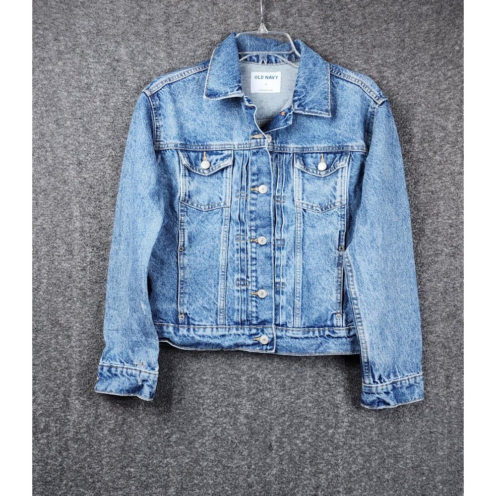 Old Navy Denim Jacket Womens Small‎ Blue Relaxed Classic Birdie 821525-00